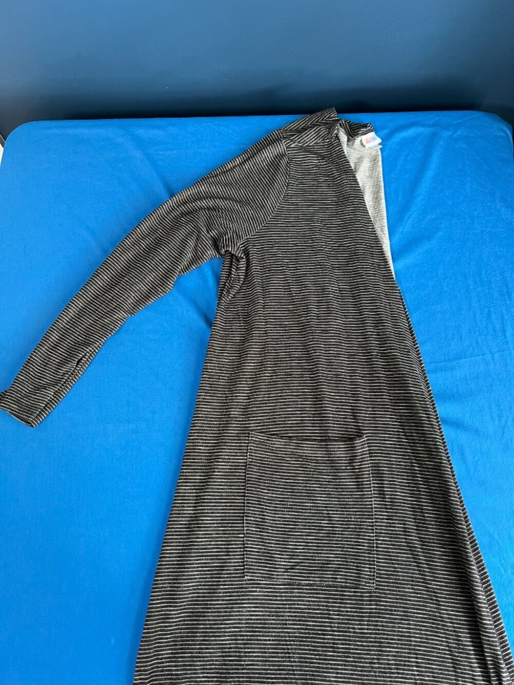 Lularoe Sarah Duster Cardigan Floor Length Open Front Design Gray/White L - Picture 8 of 8